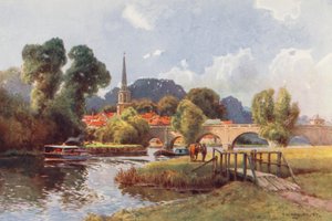 Themsen: Wallingford (fargelitografi)