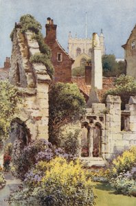 Ruinene av St. Annes kapell, Ripon (farge litho)