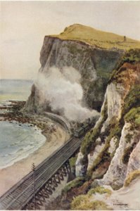 Shakespeares klippe, Dover (farge litho) av Ernest William Haslehust