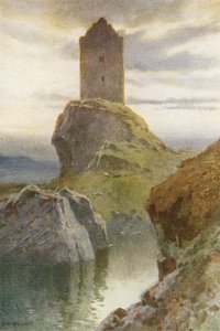 Smailholm Tower (farge litho) av Ernest William Haslehust