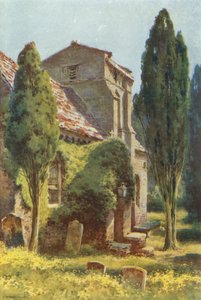 Studland kirke (farge litho) av Ernest William Haslehust