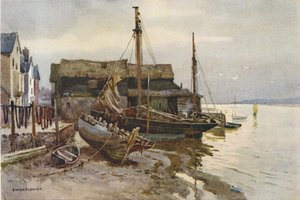 The Exe at Topsham (farge litho) av Ernest William Haslehust
