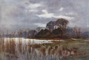 The Mill Pond, Beaulieu (farge litho) av Ernest William Haslehust