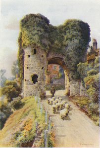 Strandporten, Winchelsea (farge litho) av Ernest William Haslehust