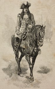 Greve av Torino Vittorio Emanuele av Savoy i kostyme til Vittorio Amedeo II av Savoy ved Villa Borghese-turneringen i anledning sølvbryllup til Umberto I og Margherita av Savoy, Roma, Italia