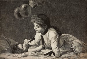 Ingen vil noensinne elske deg slik jeg gjør, mor og barn, gravering av Ernesto Mancastroppa fra maleri av Raffaele Faccioli, fra L
