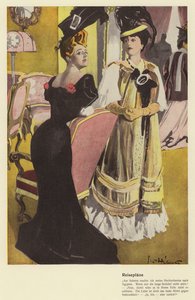 To kvinner diskuterer feriereiseplaner (farge litho)