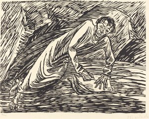 Den skrivende profeten Saint John på Patmos, 1919. av Ernst Barlach
