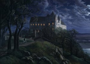 Scharfenberg slott om natten. 1827