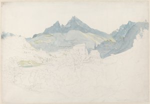 Berchtesgaden med Watzmann-toppen i det fjerne av Ernst Fries