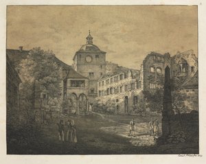 Seks utsikt over Heidelberg slott: Slottsterrasse av Ernst Fries