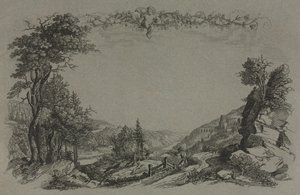 Seks utsikt over Heidelberg slott: Forside, jaktscene, 1820. av Ernst Fries