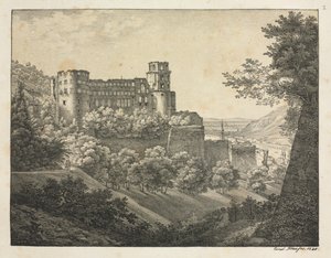Seks utsikt over Heidelberg slott: Mot nordøst, 1820. av Ernst Fries