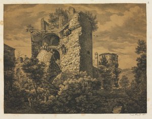 Seks utsikt over Heidelberg slott: Tower, 1820.
