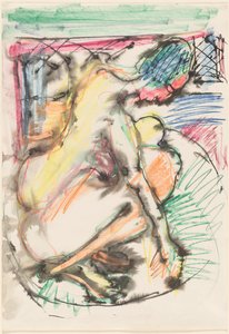 Erna bader i badekar, 19131914. av Ernst Ludwig Kirchner