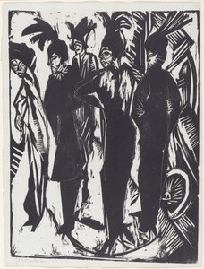 Fem kvinner på gaten, 1914. av Ernst Ludwig Kirchner