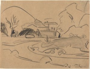 Gangstier og paviljong i Dresden Grosser Garten, ca. 1909. av Ernst Ludwig Kirchner