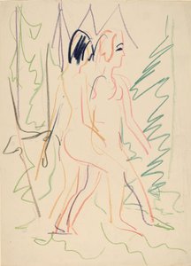 To nakenbilder i en skog, 1925. av Ernst Ludwig Kirchner