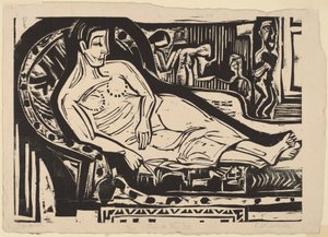 Kvinne som ligger på en sofa, 1926. av Ernst Ludwig Kirchner