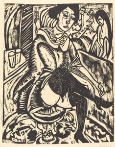 Kvinne som binder skoen sin Frau, Schuh Zuknopfend, 1912. av Ernst Ludwig Kirchner