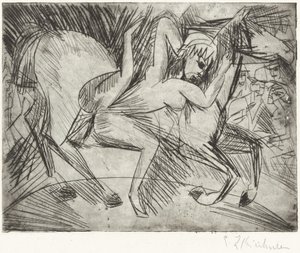Akrobat på hest (Voltigeuse på hesteryggen) av Ernst Ludwig Kirchner