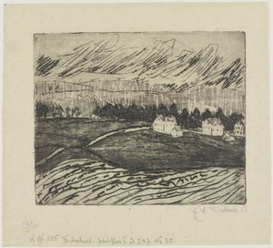 Åkrer og hus i Erzgebirge av Ernst Ludwig Kirchner
