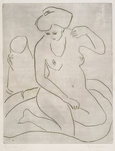 Naken i badekar med halskjede. 1909 av Ernst Ludwig Kirchner