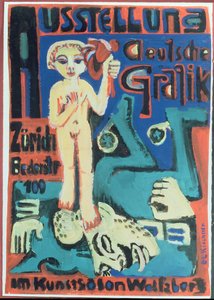 Utstilling, tysk grafikk i Kunstsalon Wolfsberg, ca. 1921 av Ernst Ludwig Kirchner