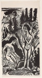 Badende i steiner. 1921 av Ernst Ludwig Kirchner