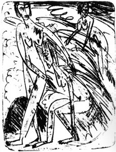 Badende i bølger av Ernst Ludwig Kirchner