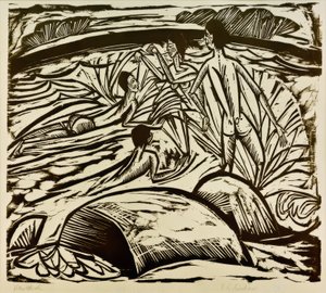 Badende, spruting av Ernst Ludwig Kirchner