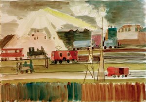 Jernbanestasjon når solen går ned av Ernst Ludwig Kirchner