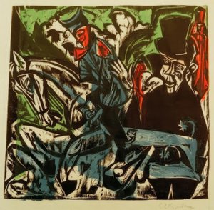 Schlemihl møter den lille grå mannen på gata av Ernst Ludwig Kirchner