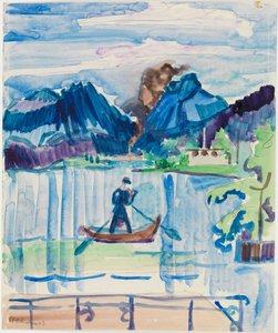 Fjellvann med roer av Ernst Ludwig Kirchner