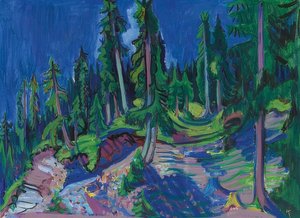 Fjellskogstudie. 1936 av Ernst Ludwig Kirchner