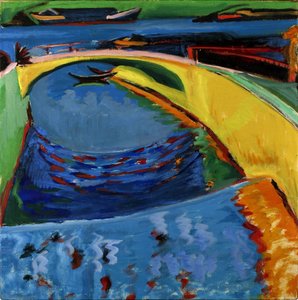 Bro ved munningen av elven Prießnitz, ca. 1910 av Ernst Ludwig Kirchner
