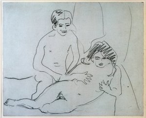 Par Et nakent par som ligger på sengen - Tegning av Ernst Ludwig Kirchner (1880-1938) New York, Museum of Modern Art av Ernst Ludwig Kirchner