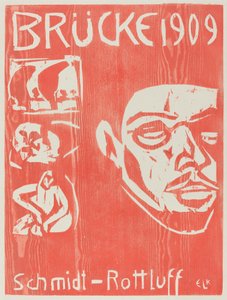 Omslag til den fjerde årboken til kunstnergruppen Brucke av Ernst Ludwig Kirchner