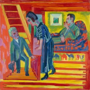 Besøket - par og nykommer. 1922 av Ernst Ludwig Kirchner