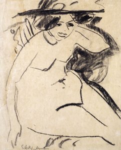 Dido med hatt; Dido mit Hut, ca. 1909 av Ernst Ludwig Kirchner