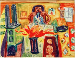 E.L.Kirchner, Interiør med tulipaner av Ernst Ludwig Kirchner