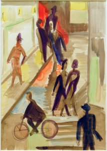 E.L. Kirchner, gatebilde med sykkel av Ernst Ludwig Kirchner