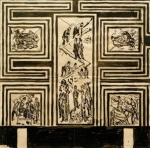 Utkast til maling av langveggen i ballsalen av Ernst Ludwig Kirchner