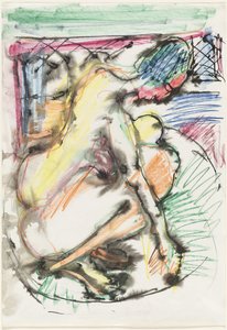 Erna bader i badekar av Ernst Ludwig Kirchner