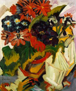 Blomsterpotte og sukkerskål, 1918-19 av Ernst Ludwig Kirchner