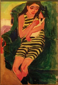 Fränzi med katt av Ernst Ludwig Kirchner