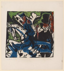 Illustrasjon for Peter Schlemihl av Adalbert von Chamisso, 1915 (fargetresnitt) av Ernst Ludwig Kirchner