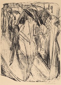 Dame i regnet av Ernst Ludwig Kirchner