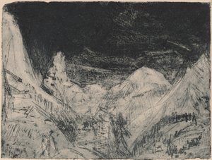 Fjelllandskap med små klippere av Ernst Ludwig Kirchner