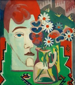 Millers hode med blomster av Ernst Ludwig Kirchner